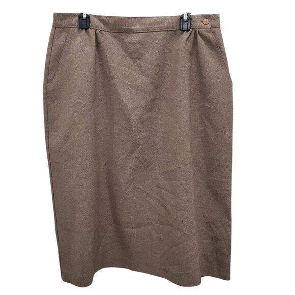 Lucia Woman's Vintage Brown Textured High Waisted Midi Career Skirt Plus Size 18 - Picture 1 of 7